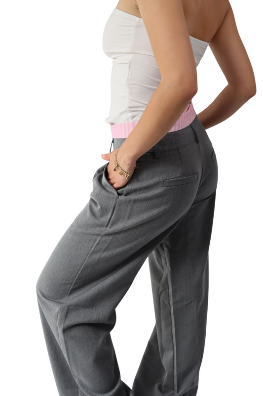 Donkergrijze met Roze Strepen - Pantalon