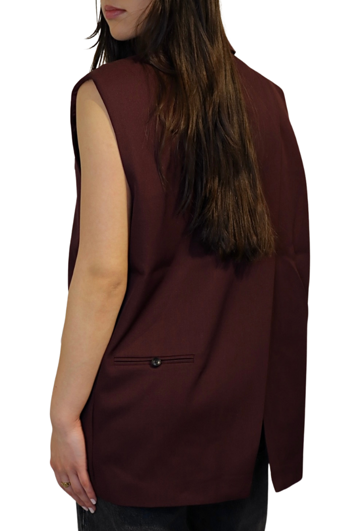 Bordeaux Oversized Split Mouwloos - Gilet
