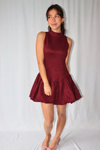 Burgundy Suède Ballon - Jurk