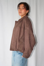 Donkerbruine Suède Bomber - Jas