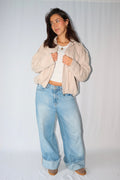 Beige Suède Bomber - Jas