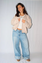 Beige Suède Bomber - Jas