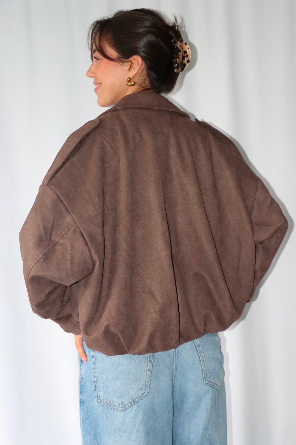 Donkerbruine Suède Bomber - Jas