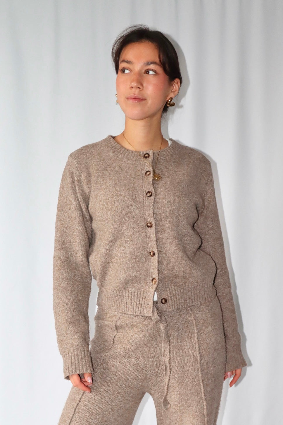 Donker Taupe Gebreid - Vest