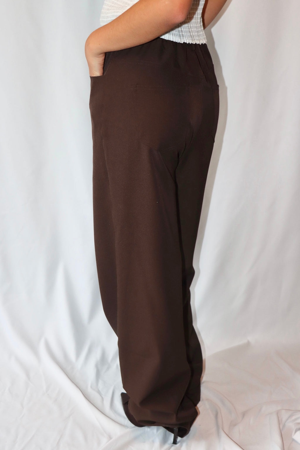 Donkerbruine met Hoge Taille - Pantalon