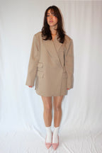 Taupe Oversized met Dubbele Zak - Blazer