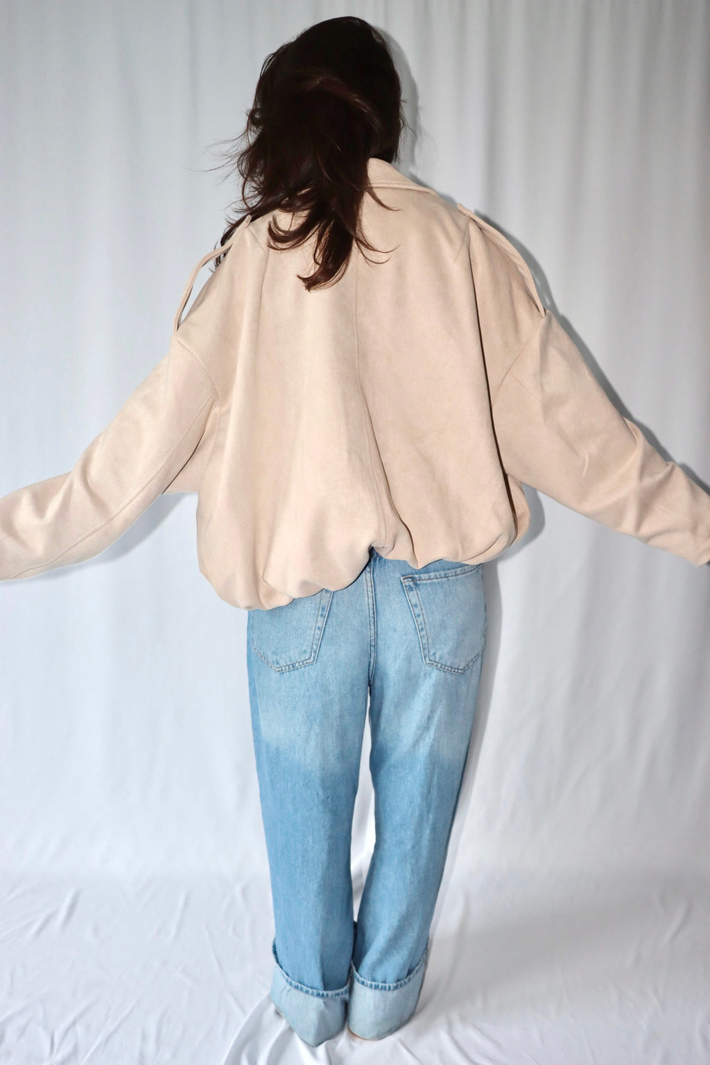 Beige Suède Bomber - Jas