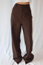 Donkerbruine met Hoge Taille - Pantalon