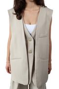 Beige Mouwloze Dubbele - Gilet