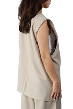Beige Mouwloze Dubbele - Gilet