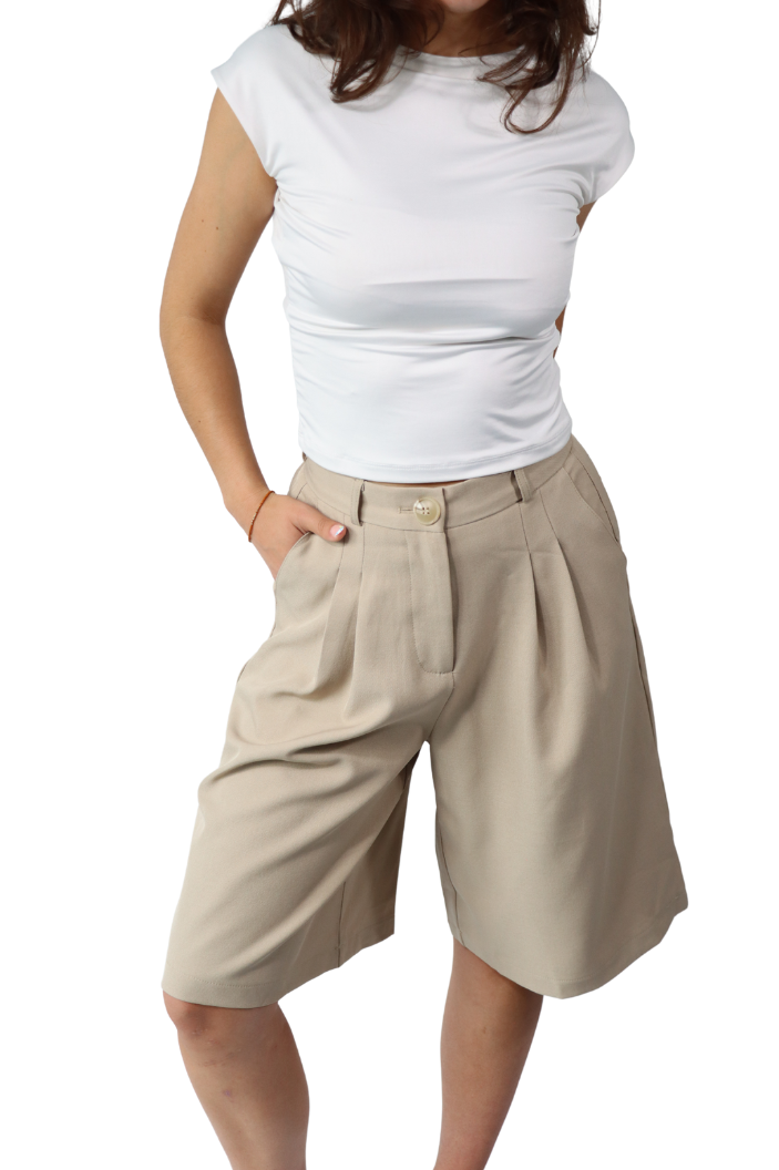 Beige Tailored - Bermuda