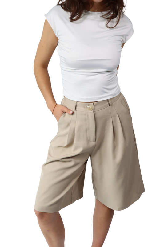Beige Tailored - Bermuda