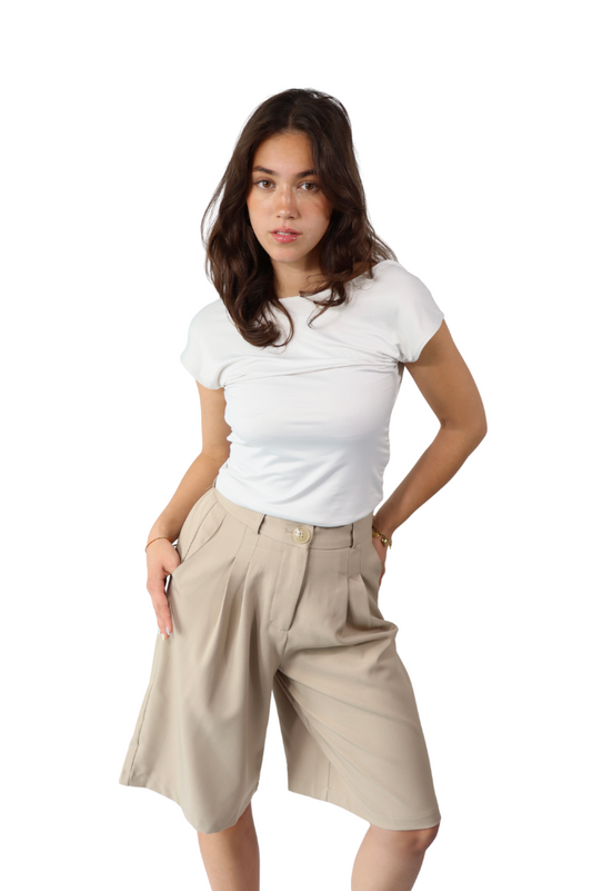 Beige Tailored - Bermuda