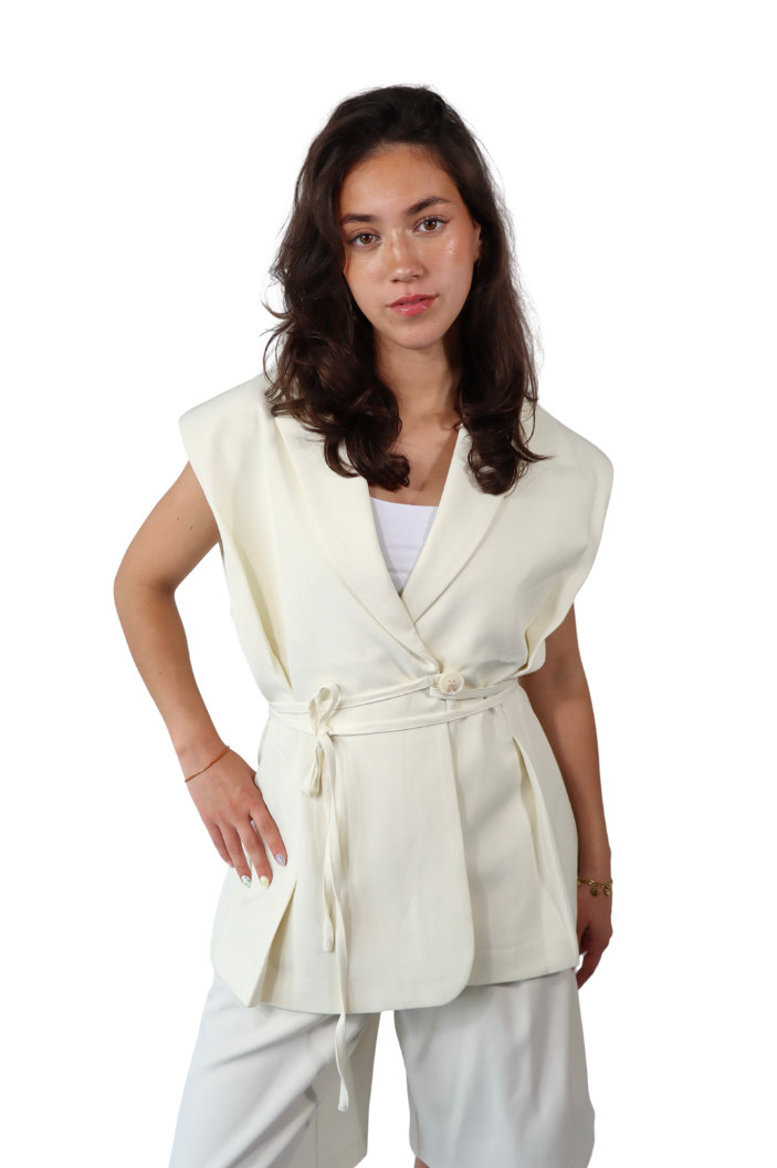 Crème Mouwloze Wikkel - Gilet