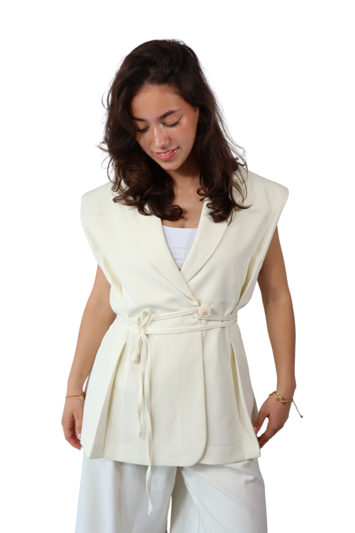 Crème Mouwloze Wikkel - Gilet