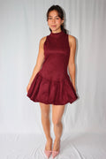 Burgundy Suède Ballon - Jurk