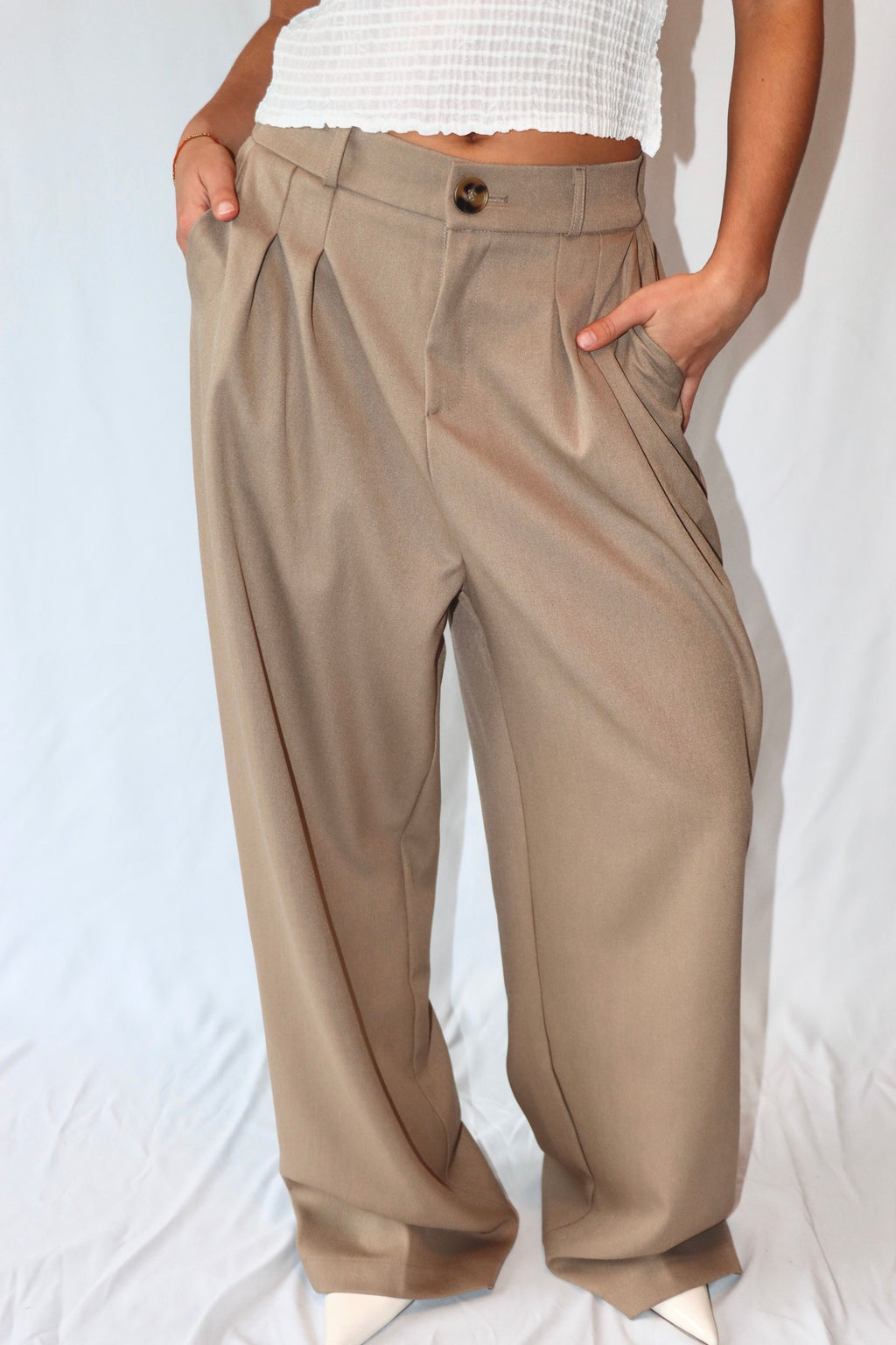 Taupe met Relaxte Pasvorm - Pantalon