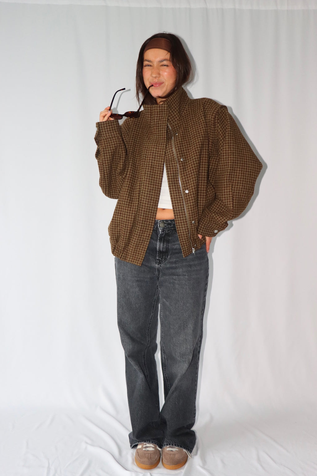 Khaki-Bruine Geruite - Jas