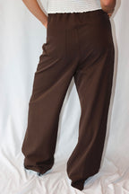 Donkerbruine met Hoge Taille - Pantalon