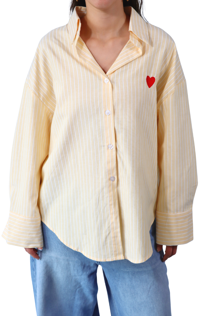 Gele Gestreepte Hartjes - Blouse