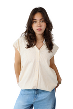 Gele Gestreepte Mouwloze - Blouse