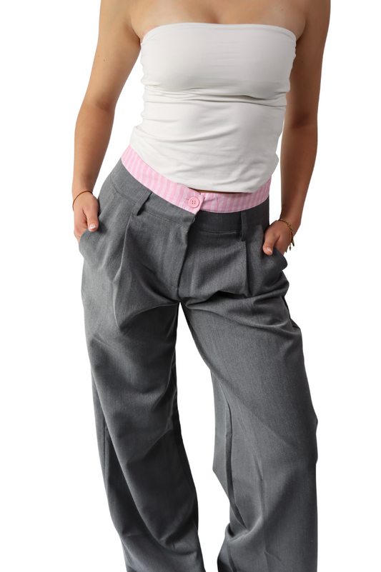 Donkergrijze met Roze Strepen - Pantalon