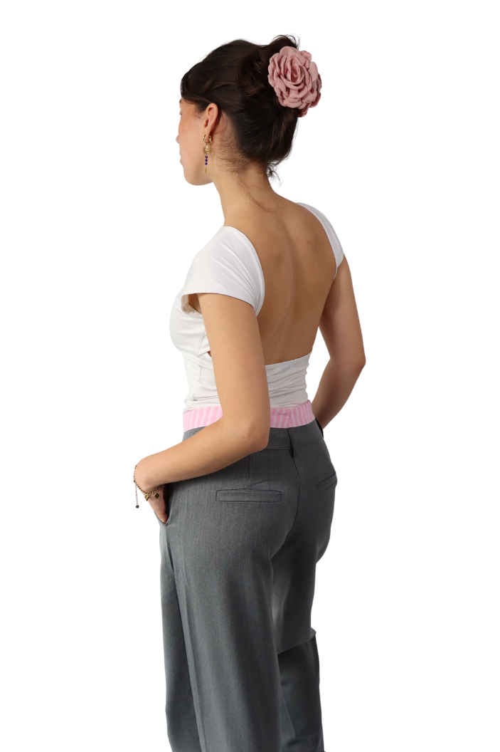 Donkergrijze met Roze Strepen - Pantalon