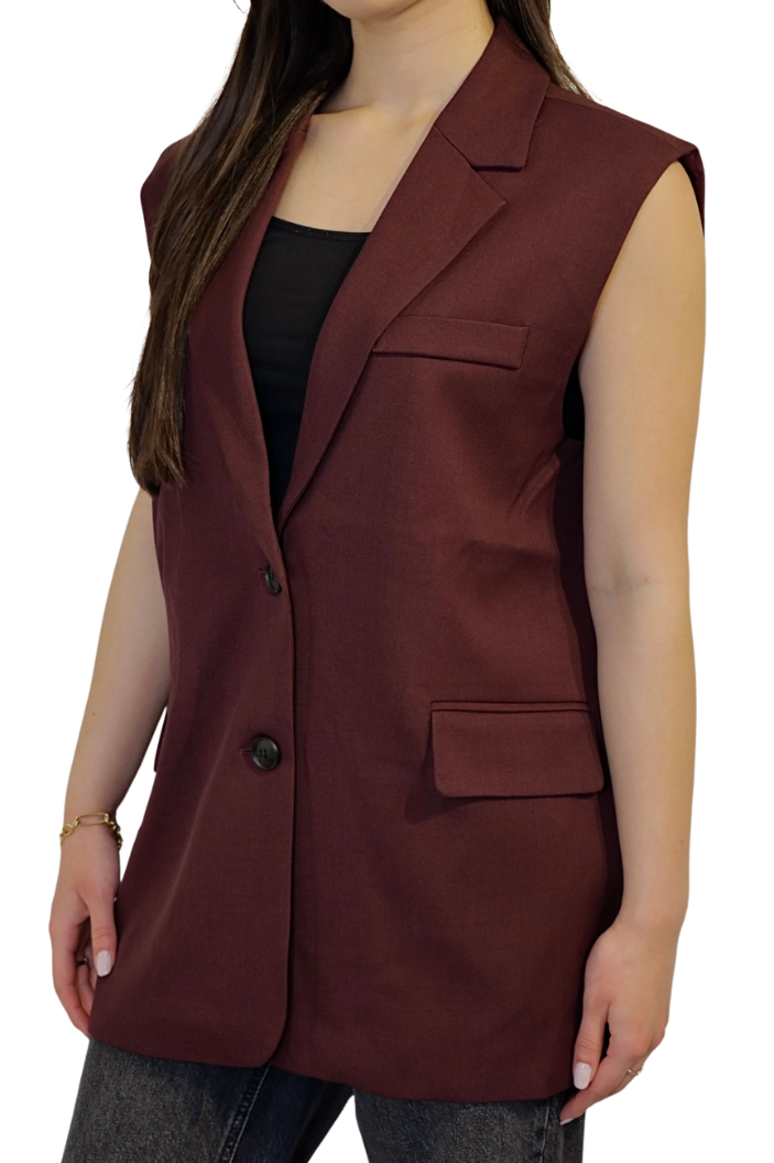 Bordeaux Oversized Split Mouwloos - Gilet