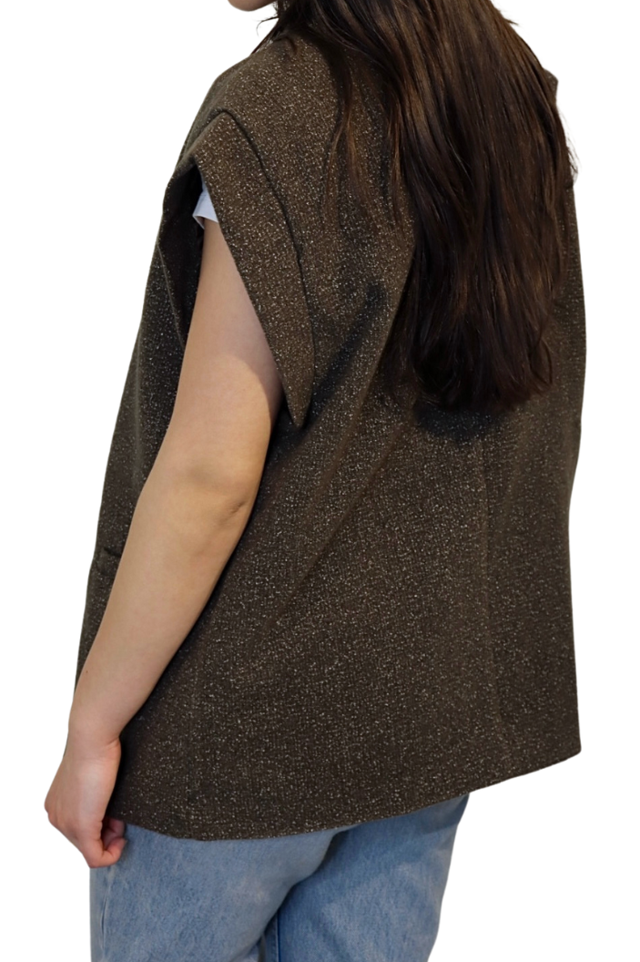 Donker Taupe Mouwloos Gemêleerd - Gilet