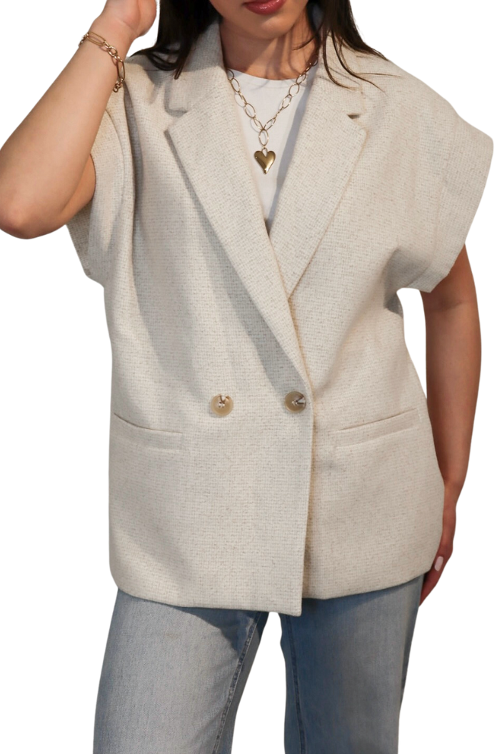 Beige Mouwloos Gemêleerd - Gilet