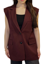 Bordeaux Oversized Split Mouwloos - Gilet