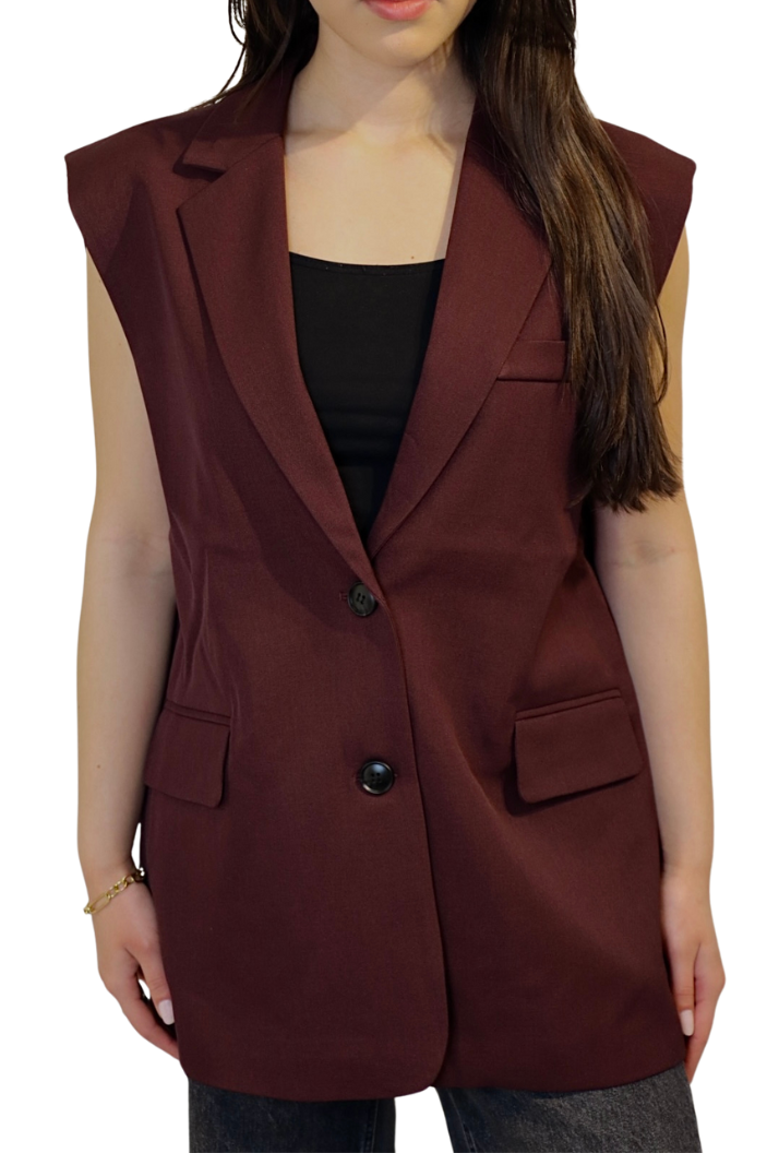 Bordeaux Oversized Split Mouwloos - Gilet