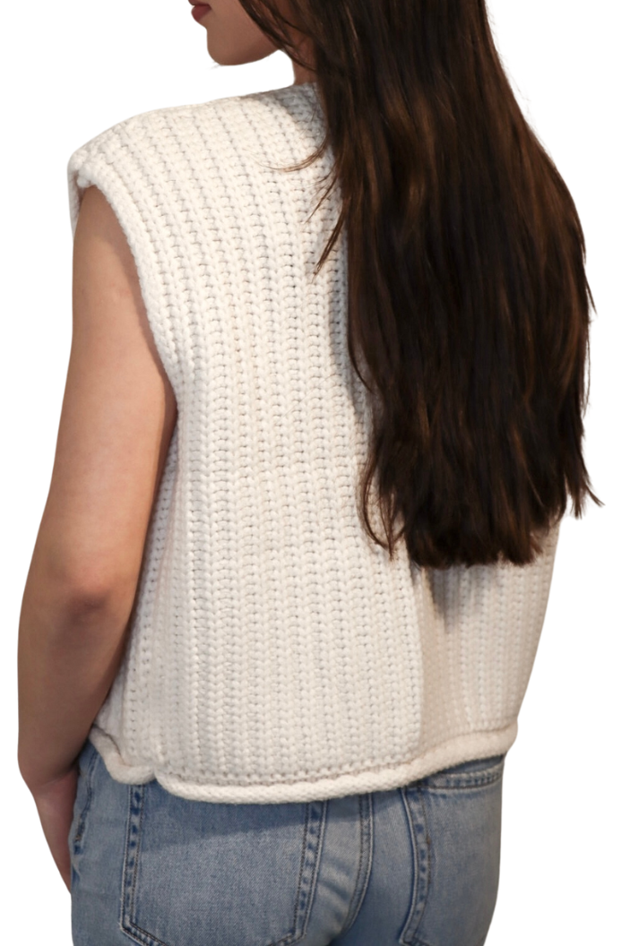 Crème Gebreid Mouwloos - Vest