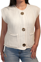 Crème Gebreid Mouwloos - Vest