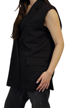 Zwart Oversized Split Mouwloos - Gilet